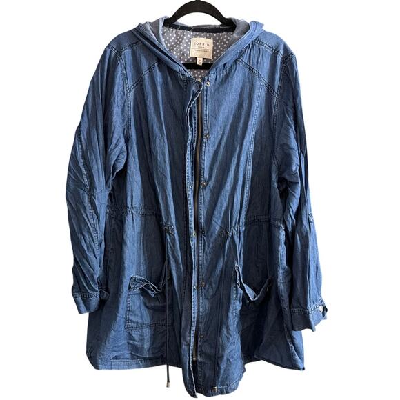 Torrid Women's Plus Size Blue Denim Anorak Jacket Size 4 4X - Picture 1 of 6